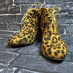 Leopard Suede Wedge Bootie